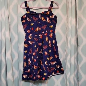 Bird pattern retro vintage look dress